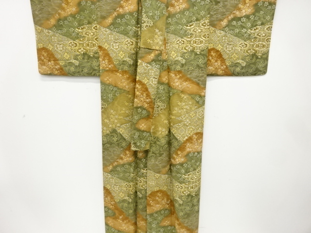  切りばめ風　草花模様　付け下げ小紋着物